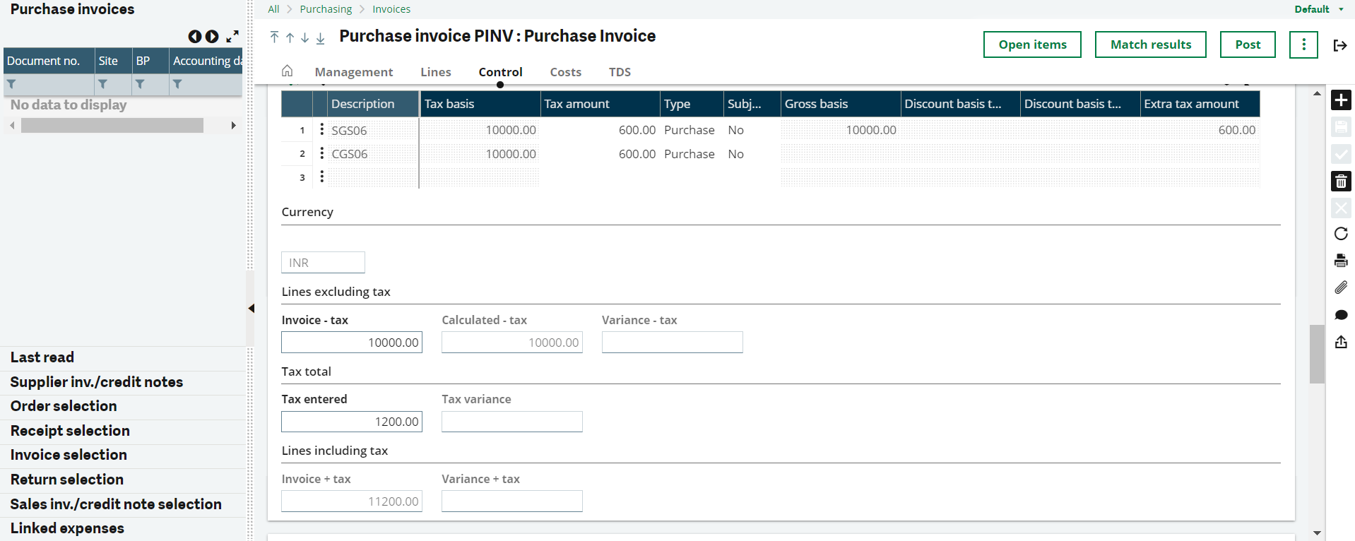 Creation of Purchase 