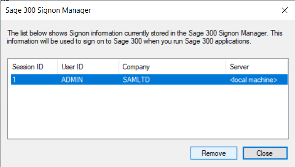 Signon Manager Information