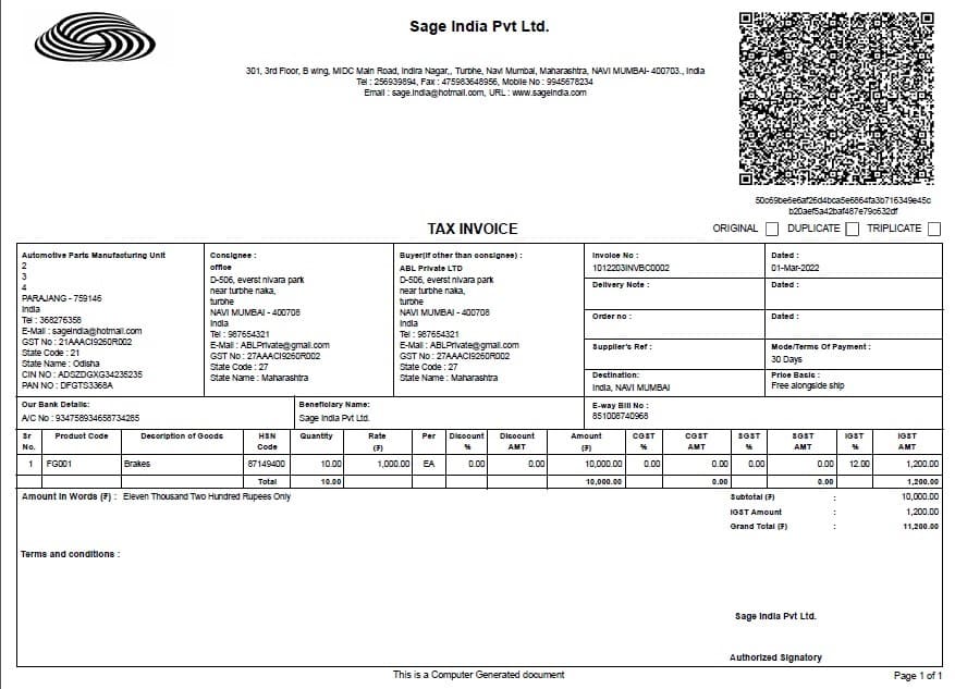 pro forma invoice