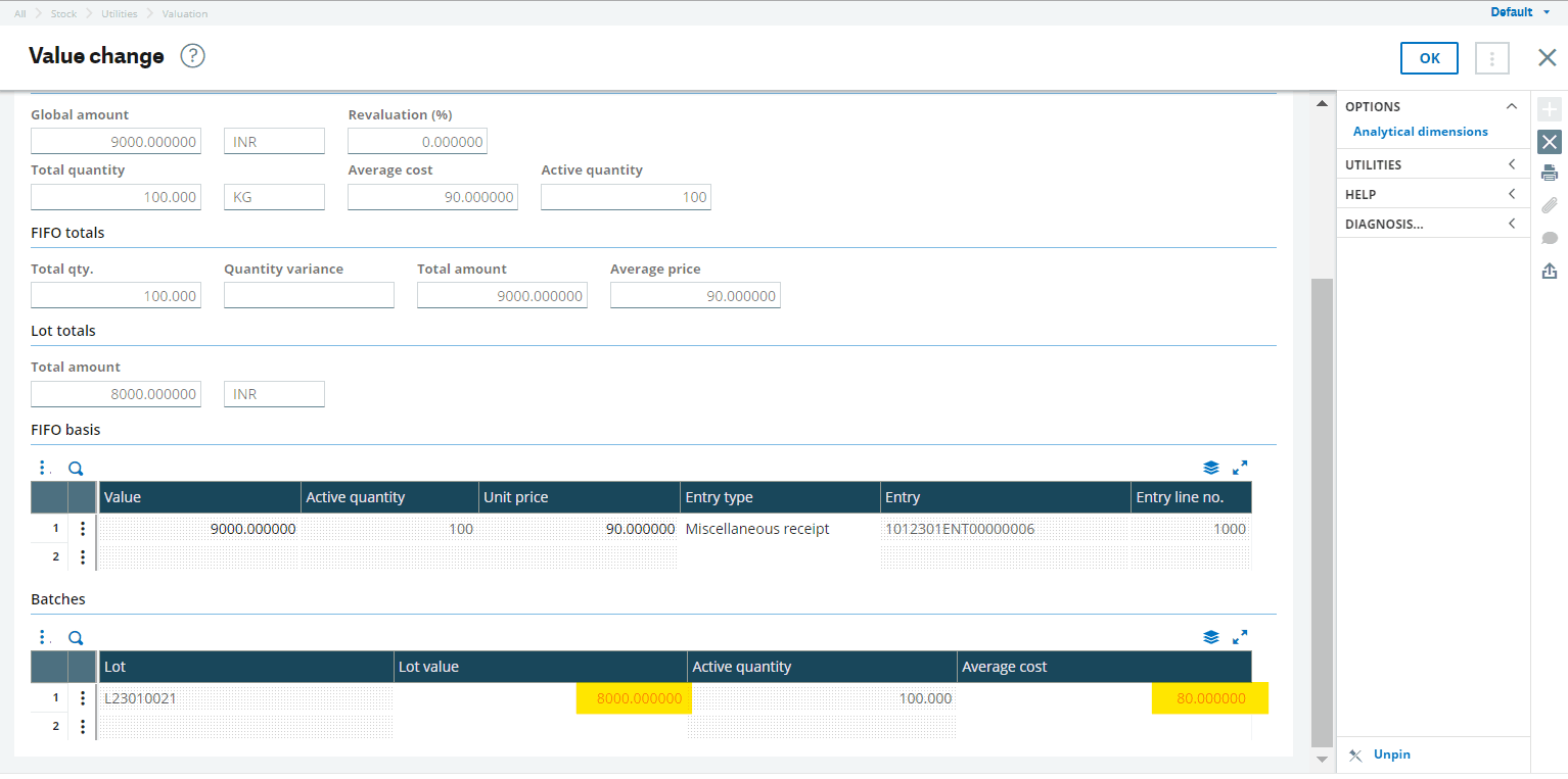 global amount value change