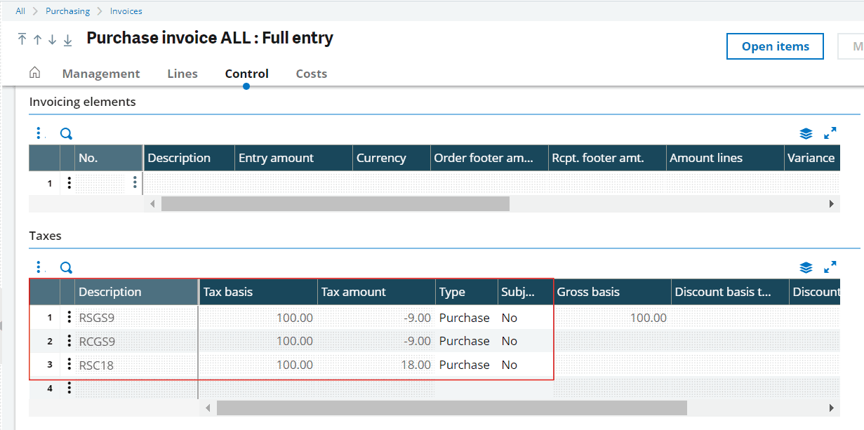 Purchase Invoice-Taxes