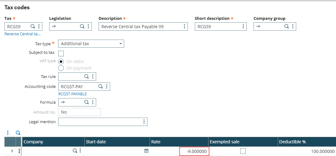 Reverse Central tax Payable 09