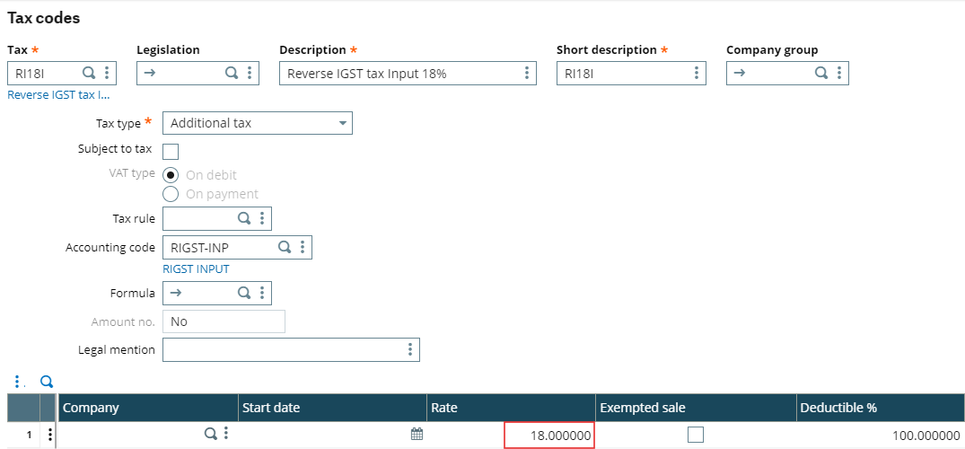 Reverse IGST tax Input 18%