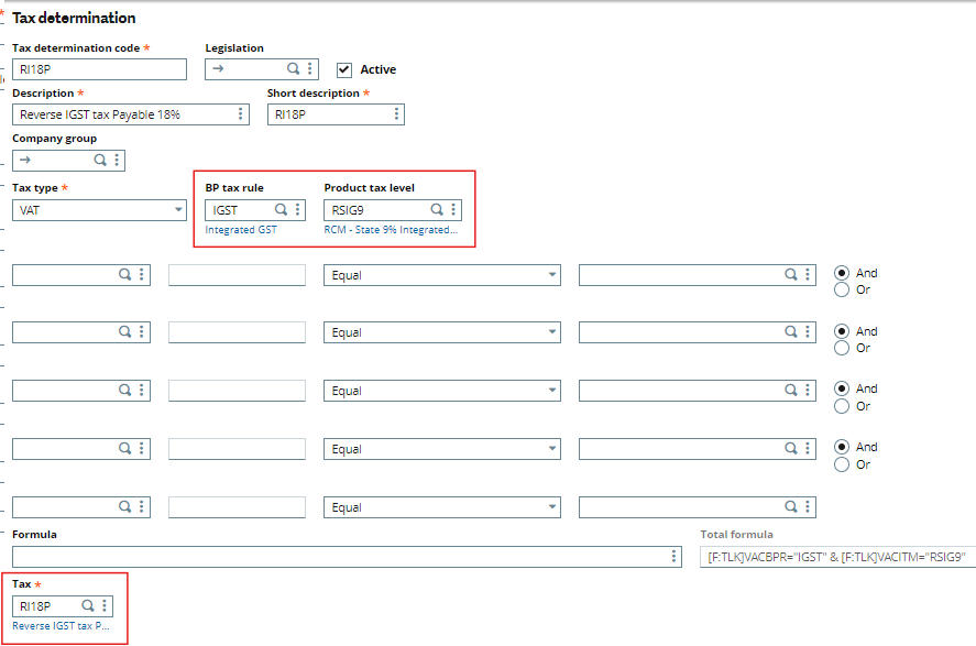 Tax Determination-Reverse IGST tax Payable 18%