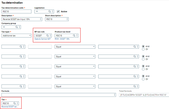 Tax Determination-Reverse SCGST tax Input 18%